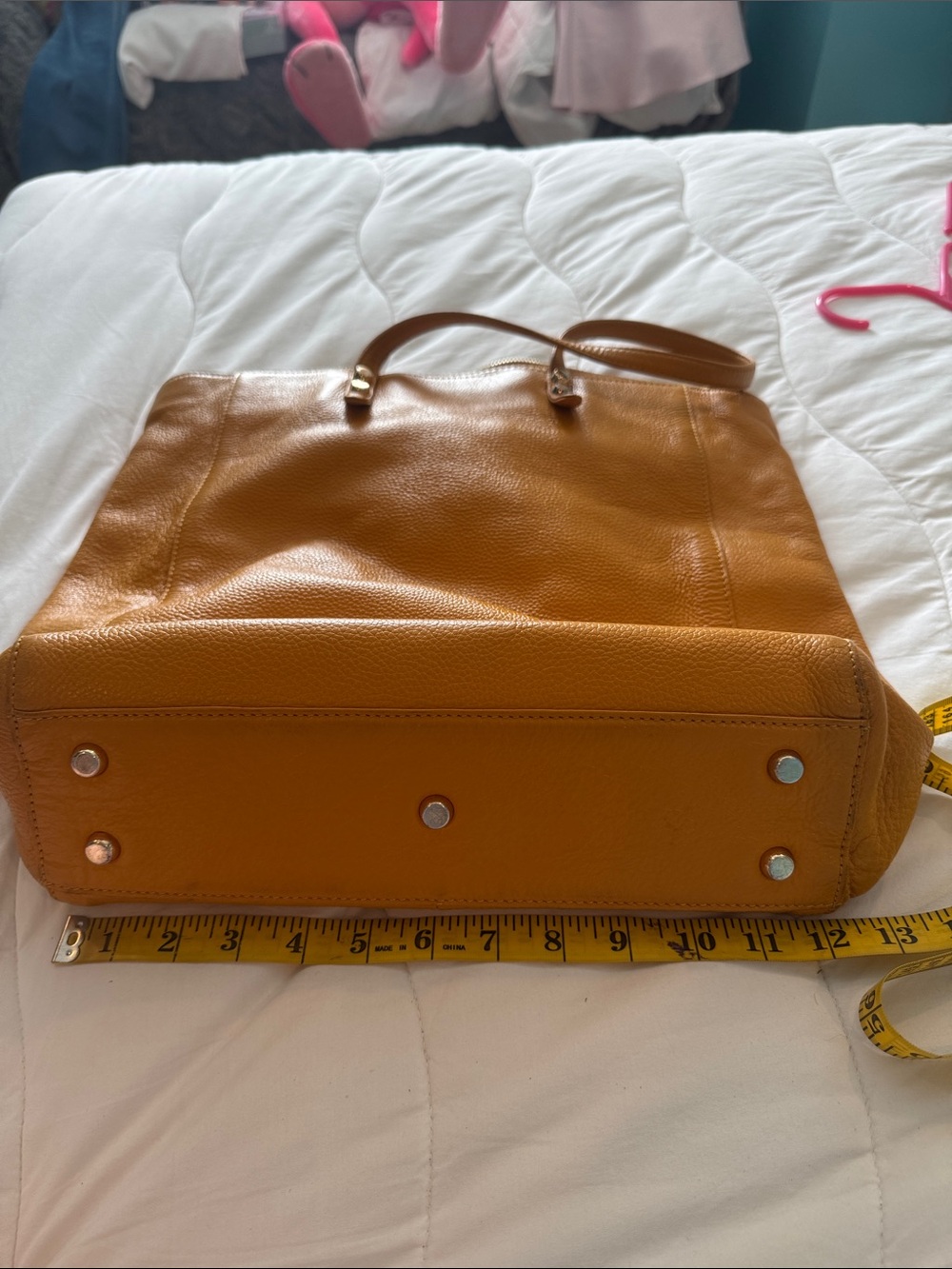 Christopher Kon yellow leather bag with purple lining - Picture 11 of 14